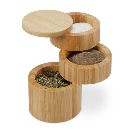 Rotatable salt container with 3 compartments