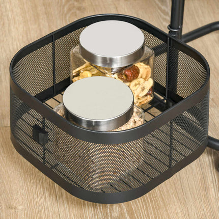 Rotating 4-Tier Kitchen Cart with Wheels, Black, 33x33x77 cm