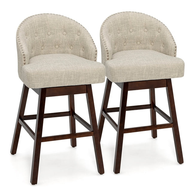 Drehbare Barhocker 2er-Set mit Rückenlehne, Beige/Braun