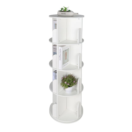 Rotating Bookcase, 4 Tiers, 360-Degree Access