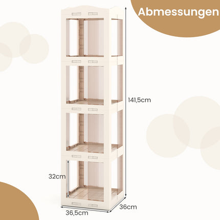 Rotating Bookshelf, Foldable Corner Shelf, 3-Tier, White