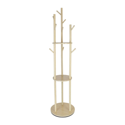 Rotating Coat Rack with 3 Shelves and 9 Hooks
