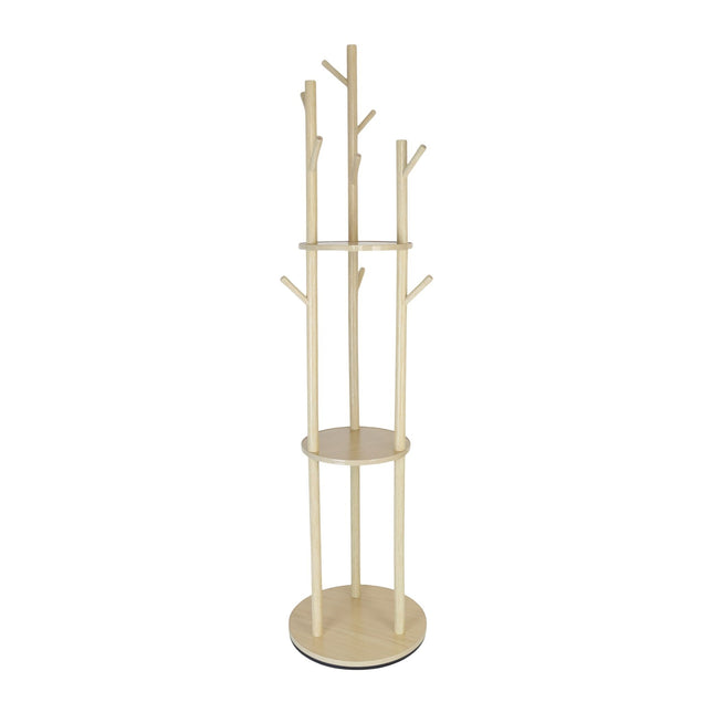 Rotating Coat Rack with 3 Shelves and 9 Hooks