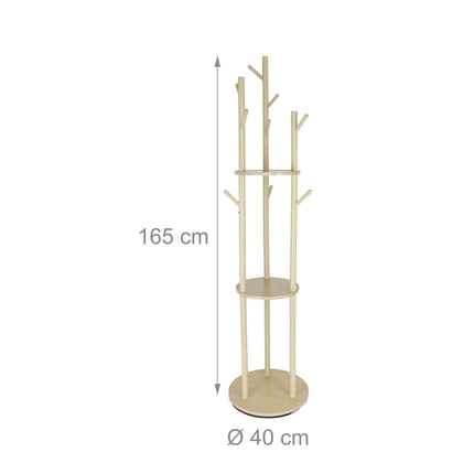 Rotating Coat Rack with 3 Shelves and 9 Hooks