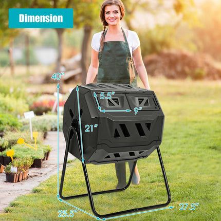 Rotierender Komposter, 160L Doppelkammer Garten-Trommelkomposter