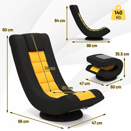 Rotating Floor Chair with Adjustable Backrest, Yellow