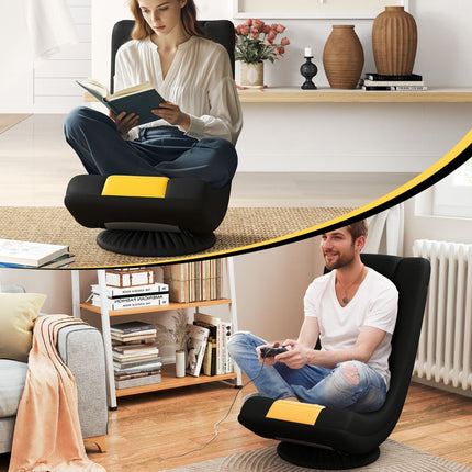Rotating Floor Chair with Adjustable Backrest, Yellow