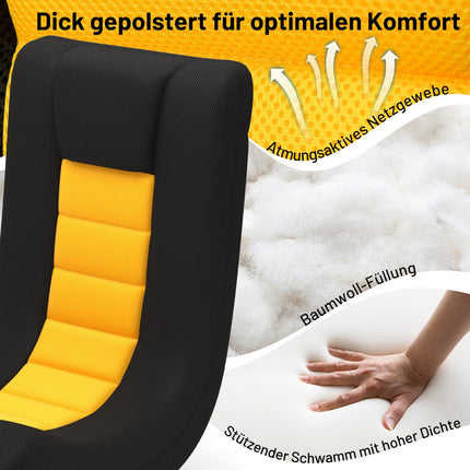 Rotating Floor Chair with Adjustable Backrest, Yellow