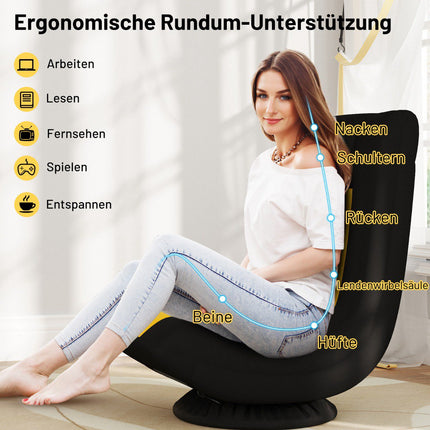 Rotating Floor Chair with Adjustable Backrest, Yellow