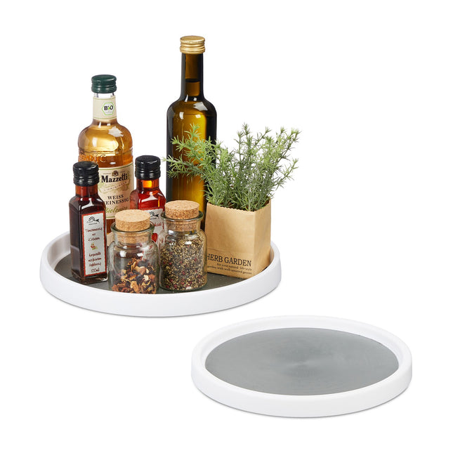 Rotating Fridge Organiser Set, 2-Piece Plastic Trays