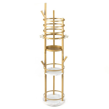 Rotierender Schmuck-Organizer-Ständer, 360° drehbar, Haken, Ablagen
