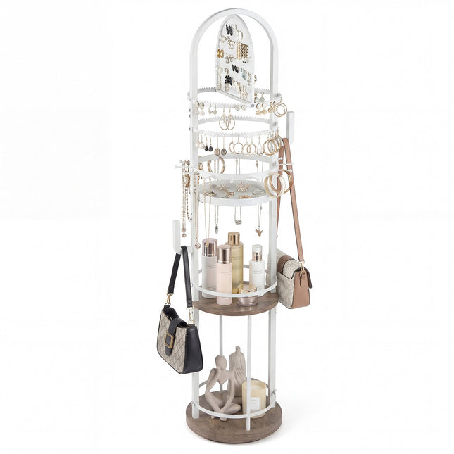 Drehbarer Schmuck-Organizer mit Ohrring- und Kettenhaltern