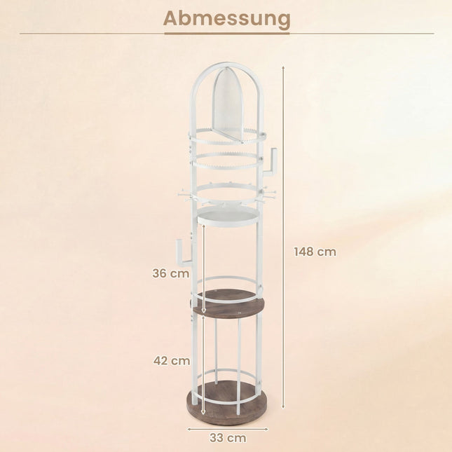 Drehbarer Schmuck-Organizer mit Ohrring- und Kettenhaltern