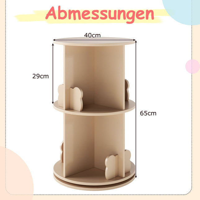 Drehbares Kinderbücherregal – 2-stöckig, Hasen-Trennwände, 360°-Zugriff