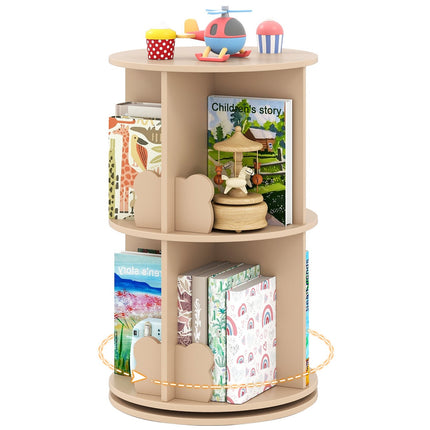 Drehbares Kinderbücherregal – 2-stöckig, Hasen-Trennwände, 360°-Zugriff