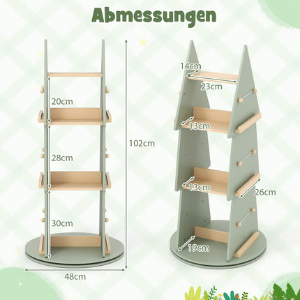 Drehbares Kinderbücherregal – Baum-Design, 4-lagig, 360° zugänglich