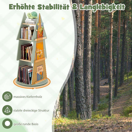 Drehbares Kinderbücherregal – Baum-Design, 4-lagig, 360° zugänglich
