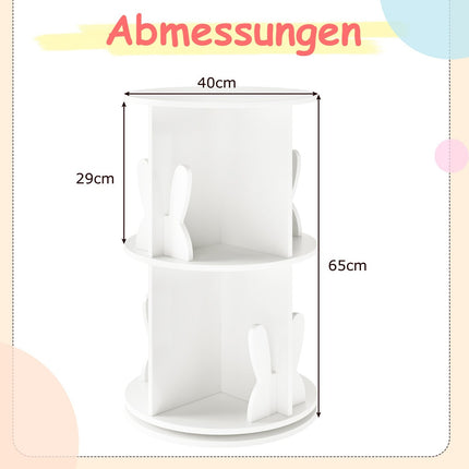 Drehbares Kinderbücherregal mit 2-stöckigen Hasen-Teilern, 360°, 40x40x65cm