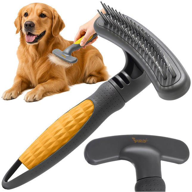 Rotierender Zahn-Haustierkamm für Hunde & Katzen – zweireihig, ergonomisch