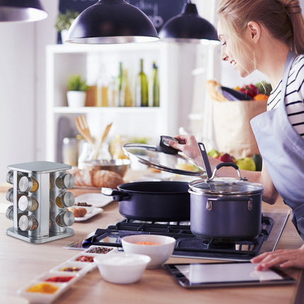 Étagère à épices rotative avec 12 pots à épices