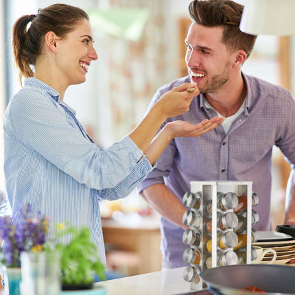 Rotating spice rack with 20 spice jars