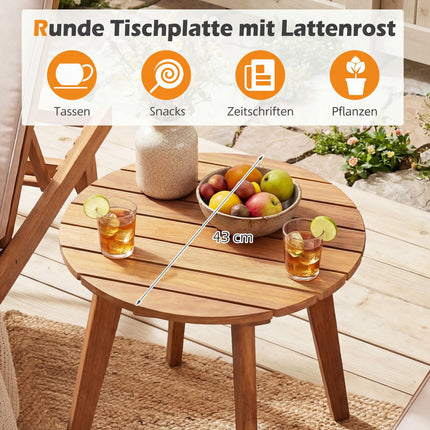 Runder Beistelltisch aus Akazienholz – für drinnen und draußen
