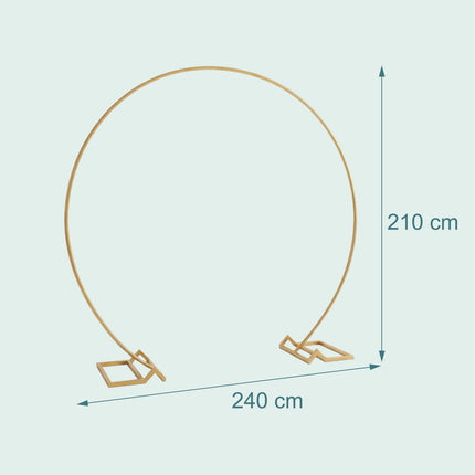 Round Balloon Arch Stand for Weddings and Birthdays, 210 x 240 cm, Gold