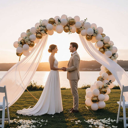 Round Balloon Arch Stand for Weddings and Birthdays, 210 x 240 cm, Gold