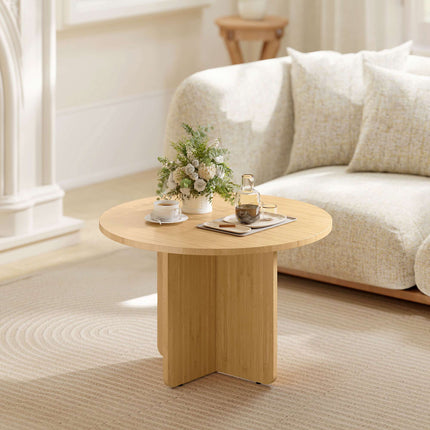 Runder Bambus-Couchtisch, Natur-Finish, 120 kg Tragkraft