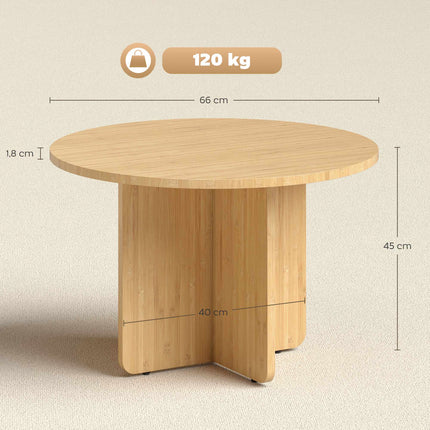 Runder Bambus-Couchtisch, Natur-Finish, 120 kg Tragkraft