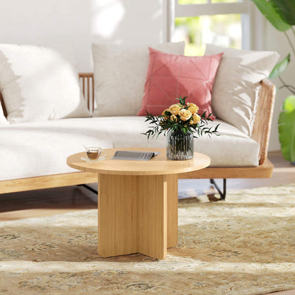 Runder Bambus-Couchtisch, Natur-Finish, 120 kg Tragkraft