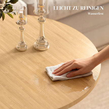 Runder Bambus-Couchtisch, Natur-Finish, 120 kg Tragkraft