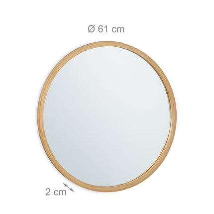 Kulaté bambusové nástěnné zrcadlo 61 cm
