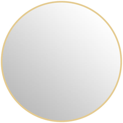 Runder Badezimmerspiegel, 70x70 cm, Goldrahmen, Sicherheitsglas