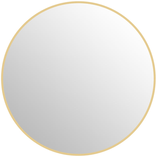 Runder Badezimmerspiegel, 70x70 cm, Goldrahmen, Sicherheitsglas