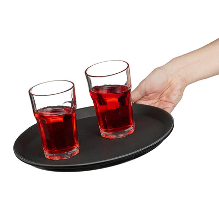Round Black Serving Trays Set, Non-Slip, Ø28cm, 3-Pack