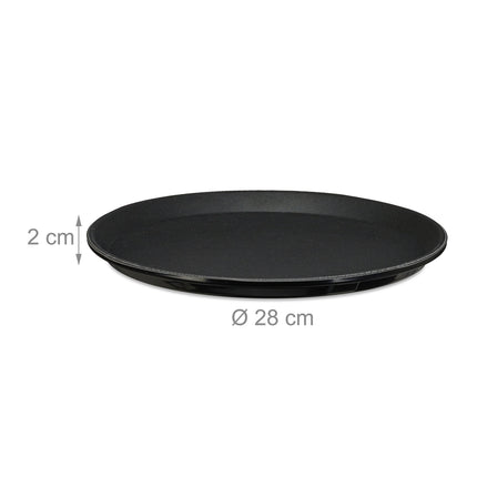 Round Black Serving Trays Set, Non-Slip, Ø28cm, 3-Pack