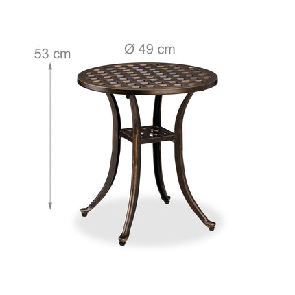 Runder Beistelltisch aus Aluminiumguss für die Terrasse, wetterfest