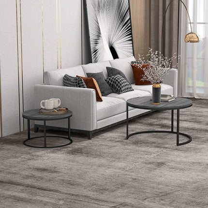 Runder Satztisch, 2er-Set, schwarzes Holzfinish