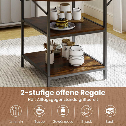 Round Dining Table, 120 cm, 4-6 Seats, 2-Tier Shelf