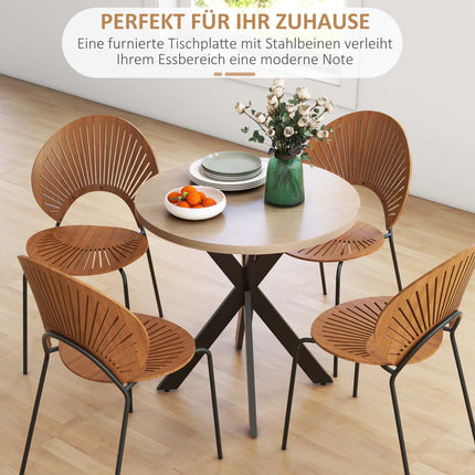 Runder Esstisch, 75 cm, 2-4 Plätze, braunes MDF