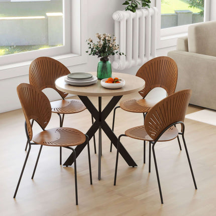 Runder Esstisch, 75 cm, 2-4 Plätze, braunes MDF