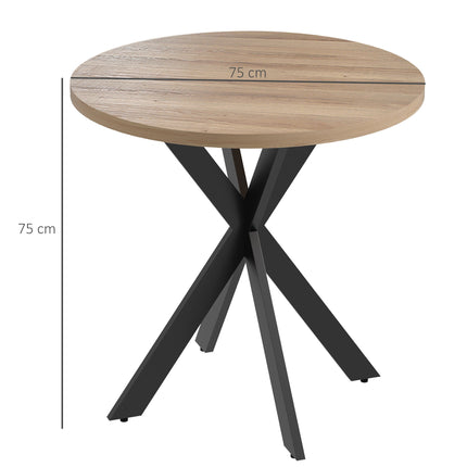 Runder Esstisch, 75 cm, 2-4 Plätze, braunes MDF