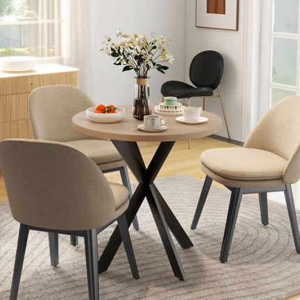 Runder Esstisch, 75 cm, 2-4 Plätze, braunes MDF