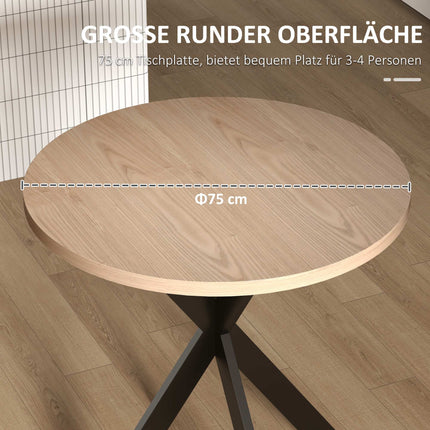 Runder Esstisch, 75 cm, 2-4 Plätze, braunes MDF