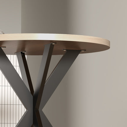 Runder Esstisch, 75 cm, 2-4 Plätze, braunes MDF
