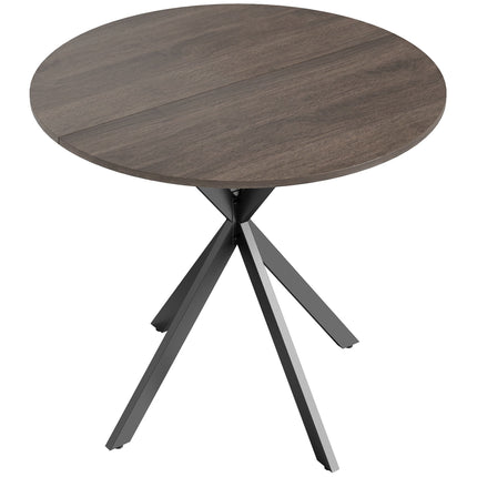 Round Dining Table, 80 cm, Wood Look, Metal Legs, Brown