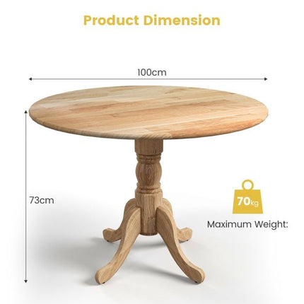 Runder Esstisch, Kautschukholz, 102 cm, 4 Sitzplätze