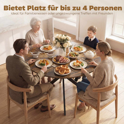 Runder Esstisch, Holzoptik, 4 Sitzplätze, Verstellbare Füße