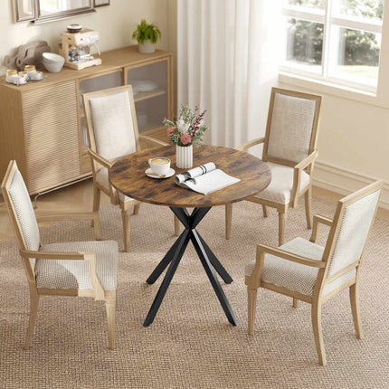 Round Dining Table, Wood-Look Surface, 80 cm, Adjustable Feet